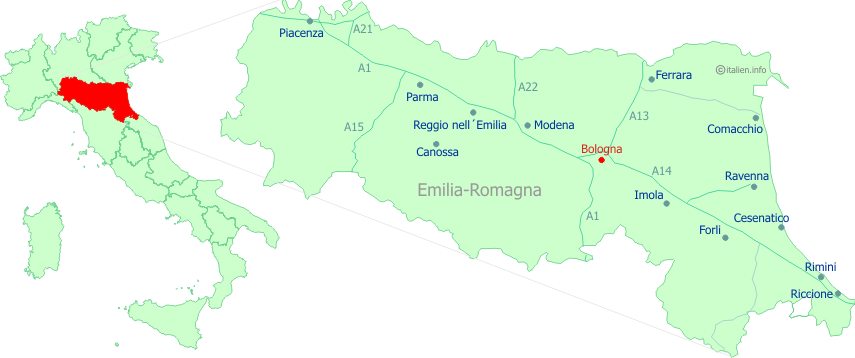 Lage-Karte Bologna